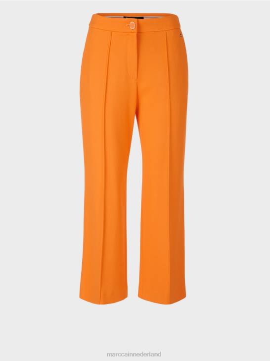 kleding helder oranje 464J732 broek met wijde pijpen Marc Cain