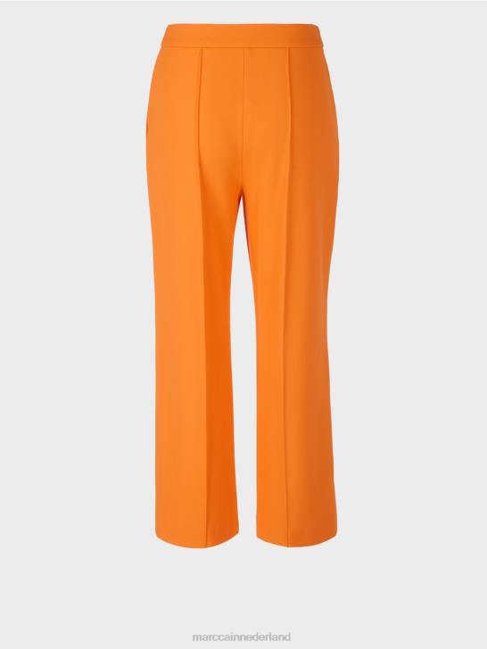kleding helder oranje 464J732 broek met wijde pijpen Marc Cain