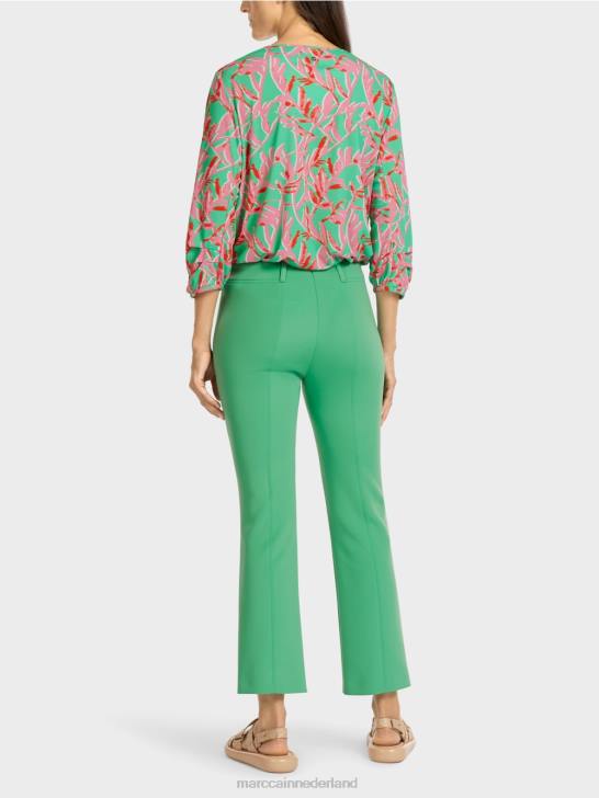 kleding heldere jade 464J701 klassieke broek met geperste vouwen Marc Cain