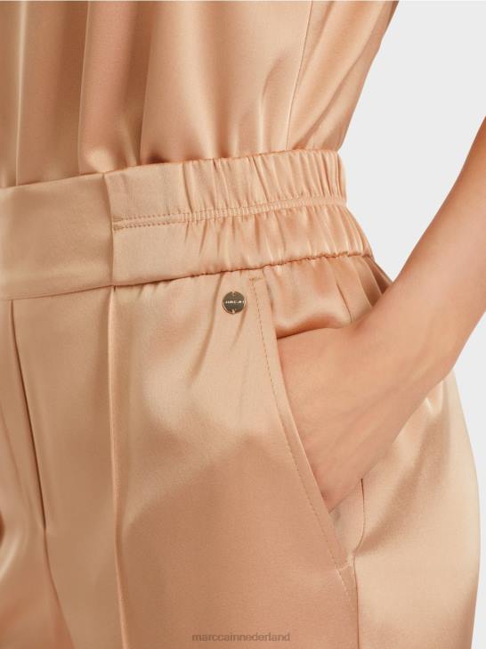 kleding heldere toffee 464J546 Washington midi-broek met wijde pijpen Marc Cain