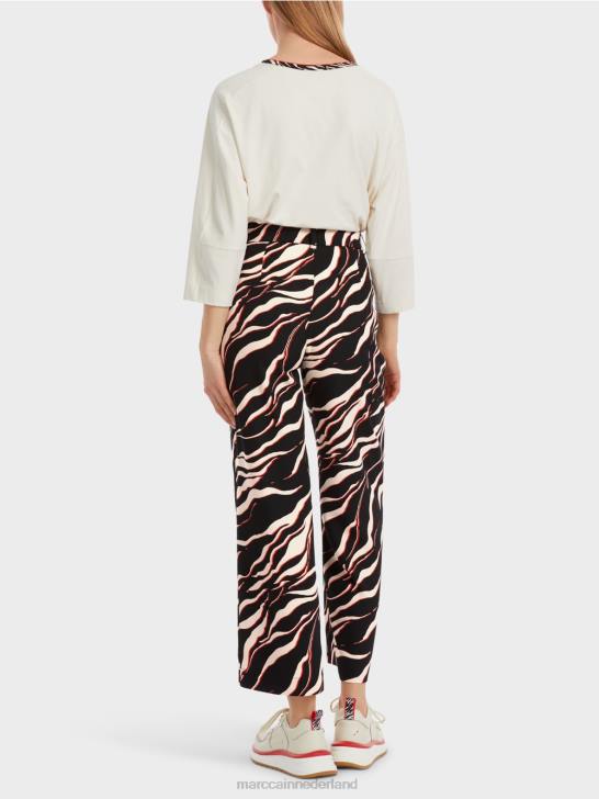 kleding kampari 464J541 Wukari broek met wijde pijpen en leeuwenprint Marc Cain