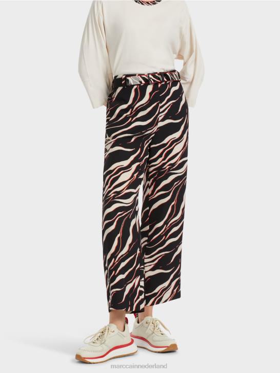 kleding kampari 464J541 Wukari broek met wijde pijpen en leeuwenprint Marc Cain