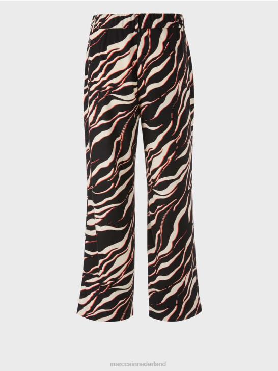 kleding kampari 464J541 Wukari broek met wijde pijpen en leeuwenprint Marc Cain