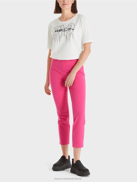 kleding knal roze 464J570 Sofia stretchstof broek Marc Cain