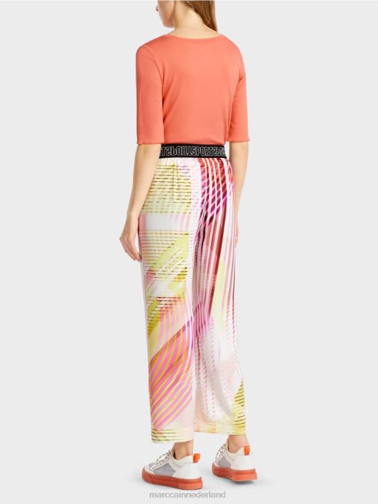 kleding lichte kalk 464J616 kleurrijk gestreepte broek in een casual pasvorm Marc Cain