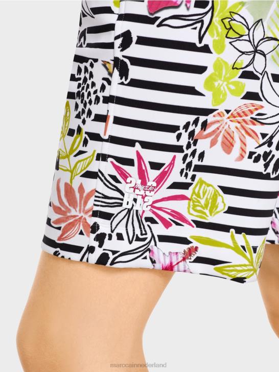 kleding lichte kalk 464J624 korte broek met bloemmotief Marc Cain