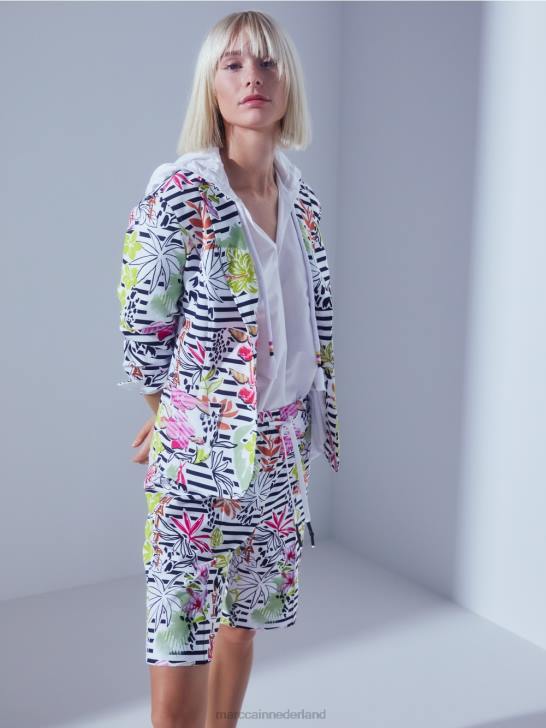 kleding lichte kalk 464J624 korte broek met bloemmotief Marc Cain