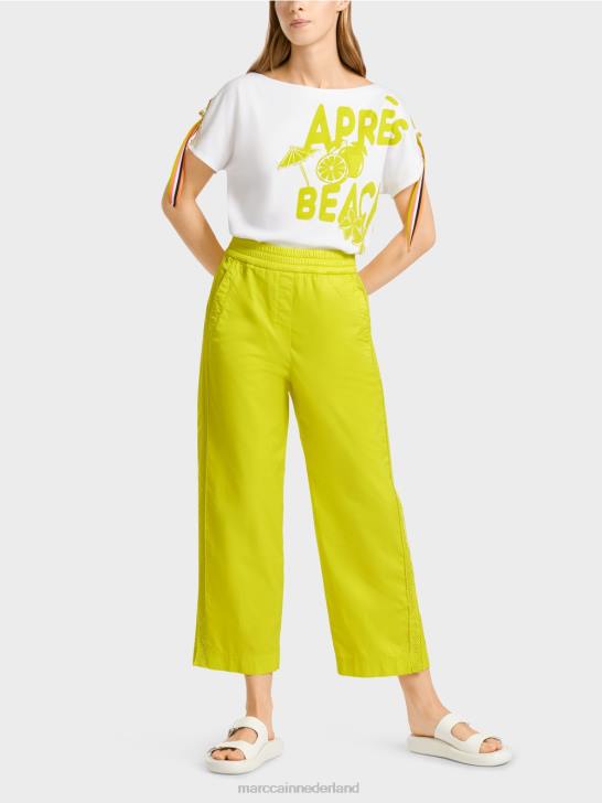 kleding lichte kalk 464J628 sportieve broek met mesh strepen Marc Cain