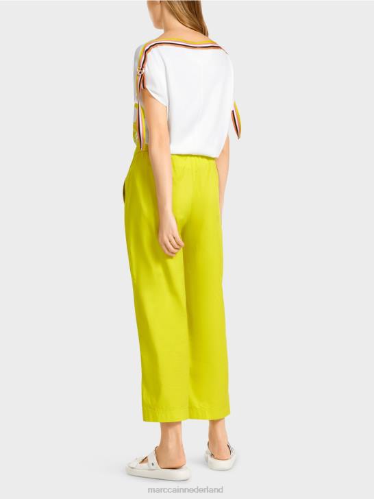 kleding lichte kalk 464J628 sportieve broek met mesh strepen Marc Cain