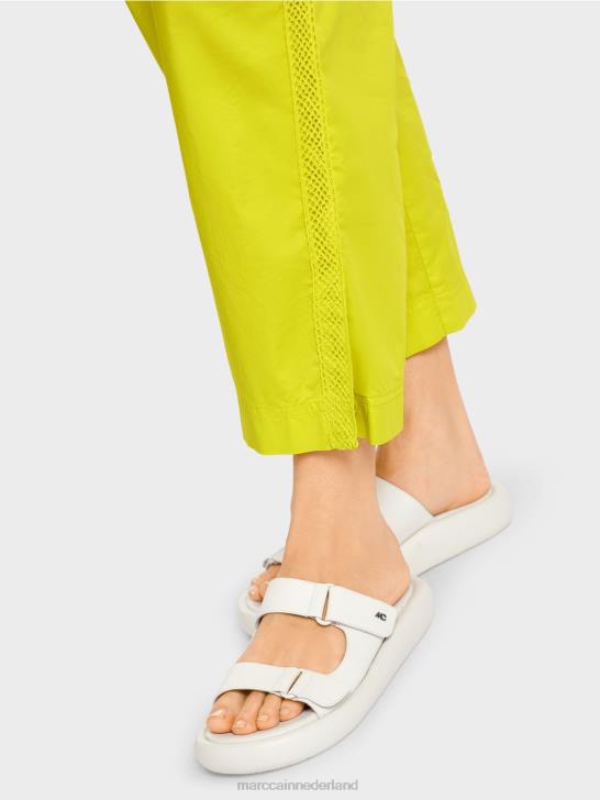 kleding lichte kalk 464J628 sportieve broek met mesh strepen Marc Cain