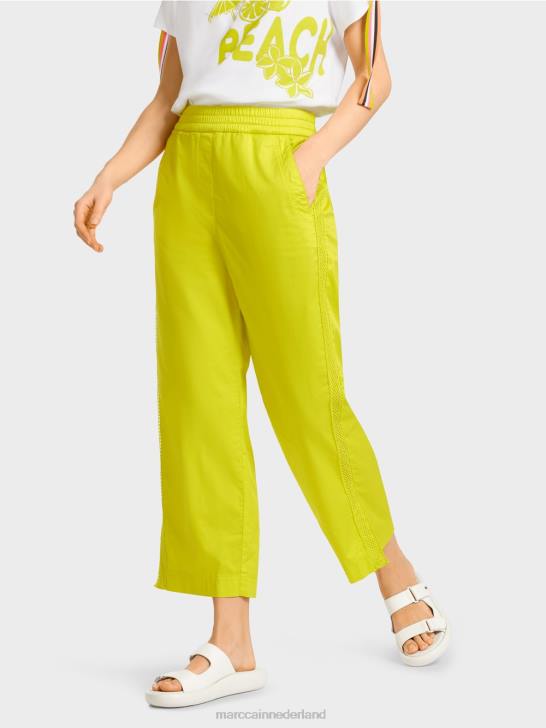 kleding lichte kalk 464J628 sportieve broek met mesh strepen Marc Cain