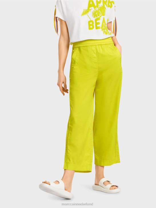 kleding lichte kalk 464J628 sportieve broek met mesh strepen Marc Cain