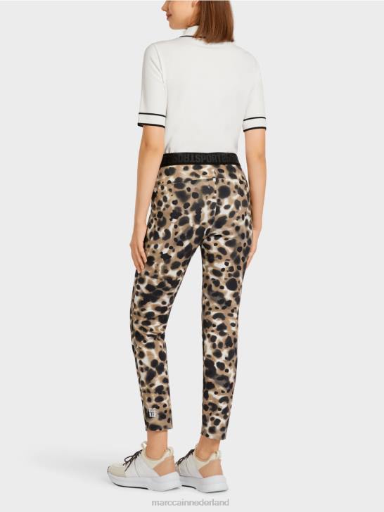 kleding lichte koffie 464J708 elastische broek met geperste vouwen Marc Cain