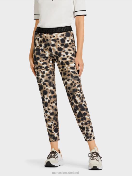 kleding lichte koffie 464J708 elastische broek met geperste vouwen Marc Cain