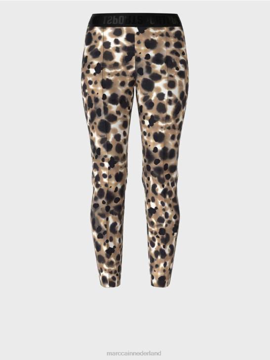 kleding lichte koffie 464J708 elastische broek met geperste vouwen Marc Cain