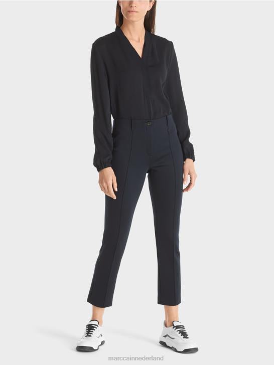kleding marine 464J572 Sydney broek met plooien Marc Cain