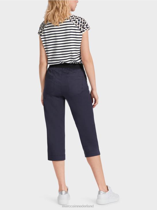 kleding middernacht blauw 464J596 zomerbroek met elastische tailleband Marc Cain
