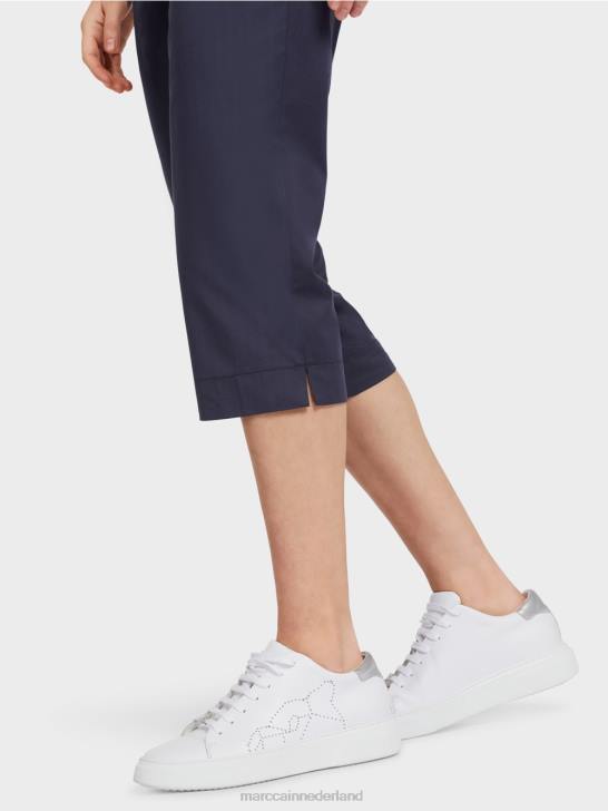 kleding middernacht blauw 464J596 zomerbroek met elastische tailleband Marc Cain