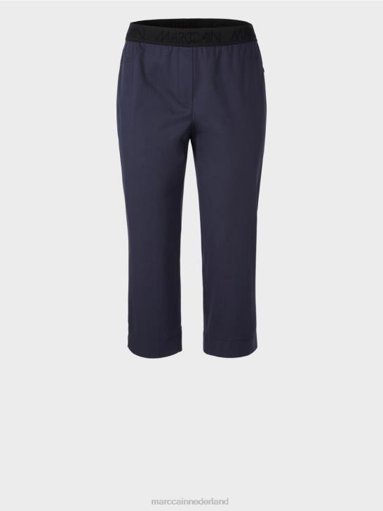 kleding middernacht blauw 464J596 zomerbroek met elastische tailleband Marc Cain