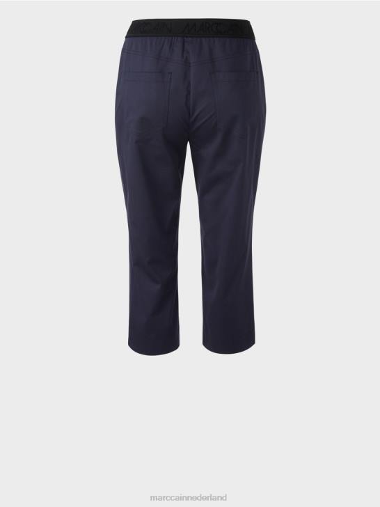 kleding middernacht blauw 464J596 zomerbroek met elastische tailleband Marc Cain