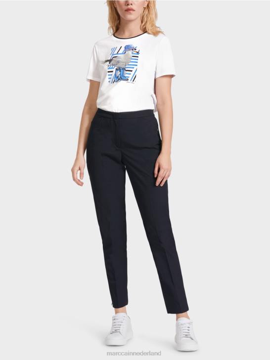 kleding middernacht blauw 464J597 broek met ritssluiting aan de zoom Marc Cain