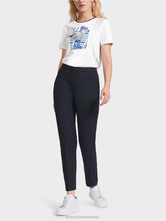 kleding middernacht blauw 464J597 broek met ritssluiting aan de zoom Marc Cain
