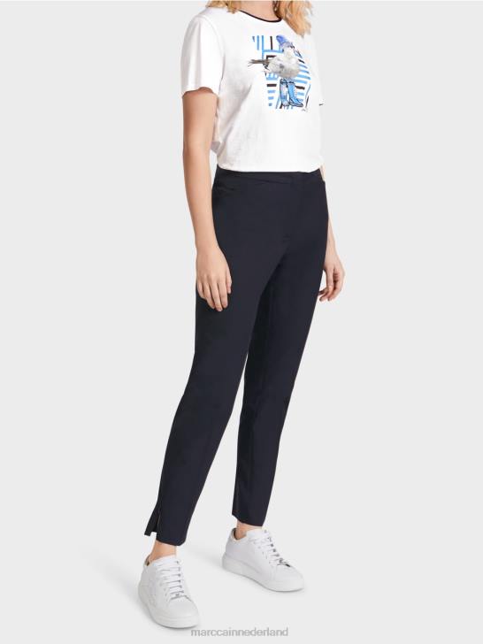 kleding middernacht blauw 464J597 broek met ritssluiting aan de zoom Marc Cain