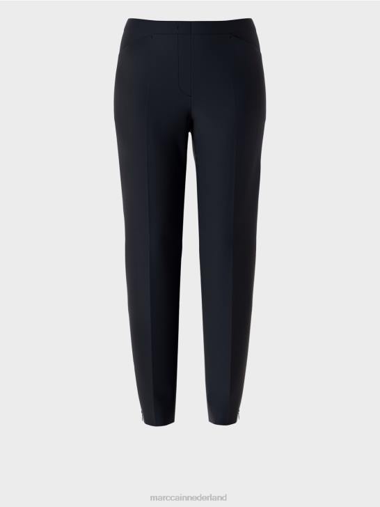 kleding middernacht blauw 464J597 broek met ritssluiting aan de zoom Marc Cain