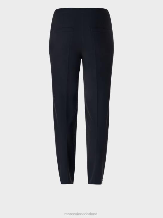 kleding middernacht blauw 464J597 broek met ritssluiting aan de zoom Marc Cain