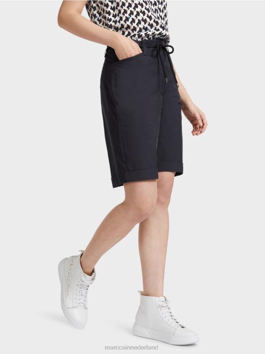 kleding middernacht blauw 464J598 katoenen short met vouw Marc Cain