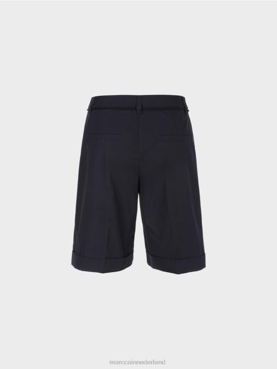 kleding middernacht blauw 464J598 katoenen short met vouw Marc Cain
