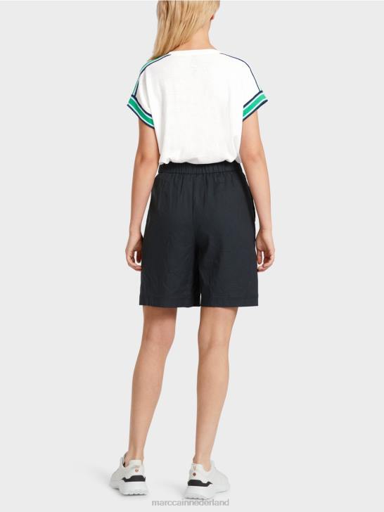 kleding middernacht blauw 464J603 vrouwelijke shorts met elastische tailleband Marc Cain