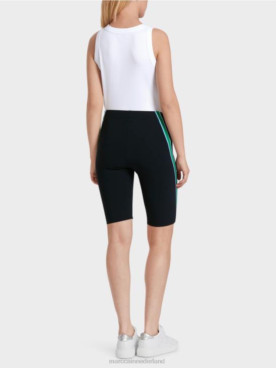 kleding middernacht blauw 464J604 nauwsluitende korte broek met koord en lint Marc Cain