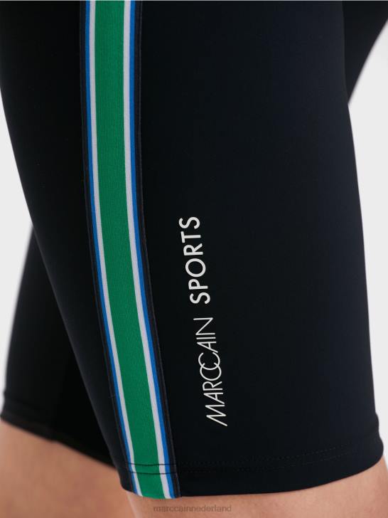 kleding middernacht blauw 464J604 nauwsluitende korte broek met koord en lint Marc Cain