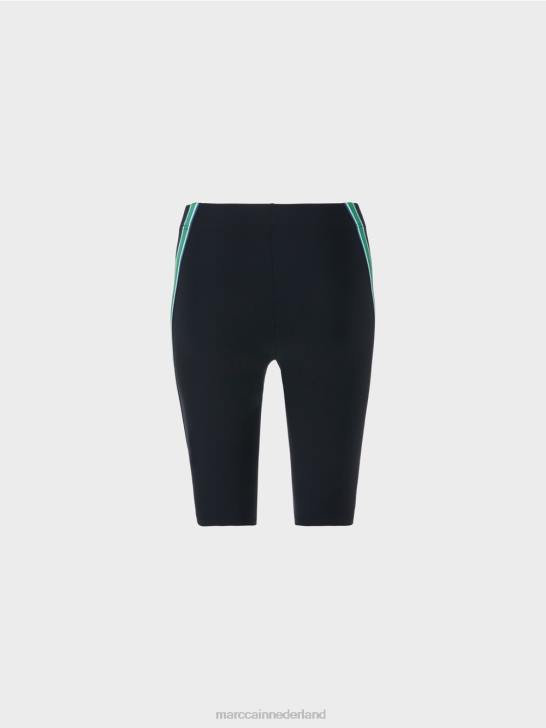 kleding middernacht blauw 464J604 nauwsluitende korte broek met koord en lint Marc Cain