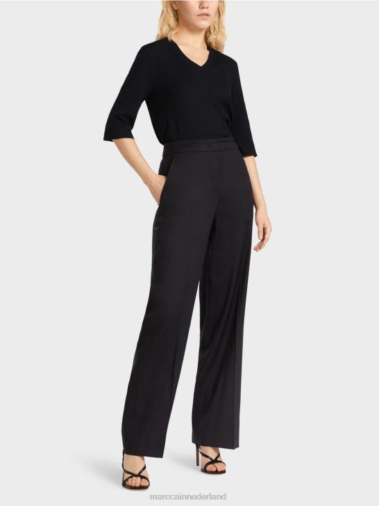 kleding middernacht blauw 464J662 Wukari linnen en viscose broek Marc Cain