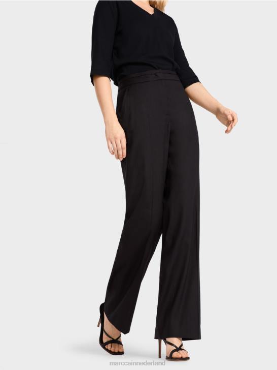 kleding middernacht blauw 464J662 Wukari linnen en viscose broek Marc Cain