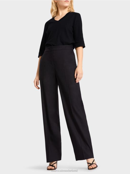 kleding middernacht blauw 464J662 Wukari linnen en viscose broek Marc Cain