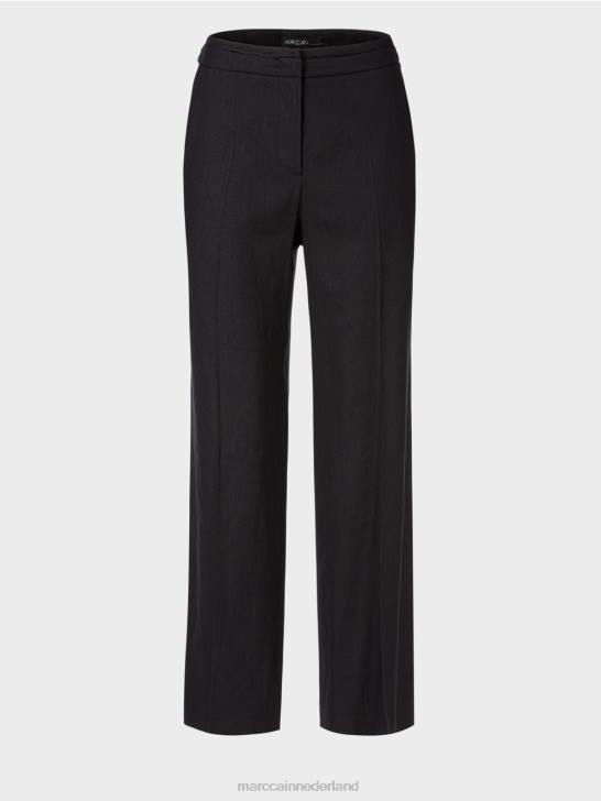 kleding middernacht blauw 464J662 Wukari linnen en viscose broek Marc Cain