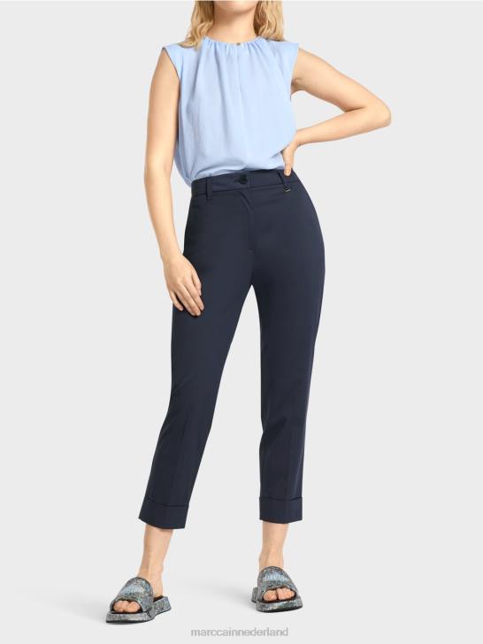 kleding middernacht blauw 464J667 franca broek met plooi en manchet Marc Cain