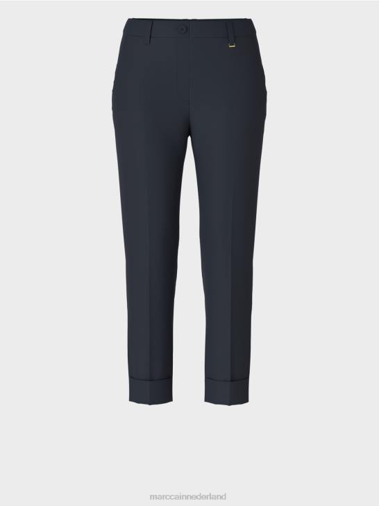 kleding middernacht blauw 464J667 franca broek met plooi en manchet Marc Cain