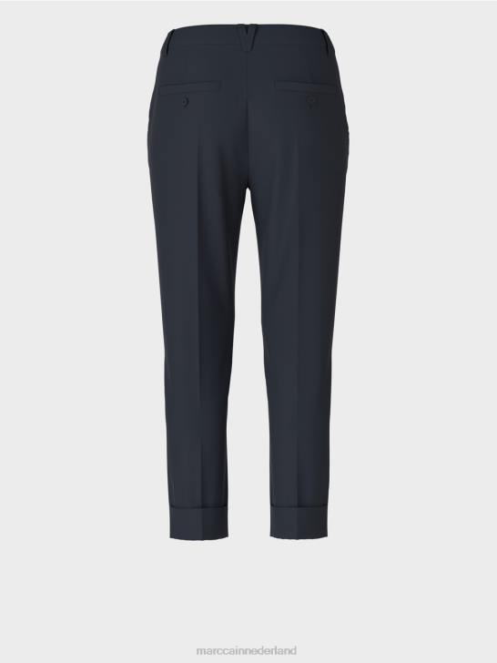 kleding middernacht blauw 464J667 franca broek met plooi en manchet Marc Cain