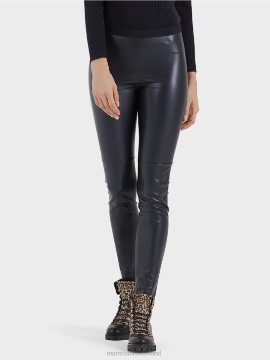 kleding middernacht blauw 464J744 leggings van kunstleer Marc Cain