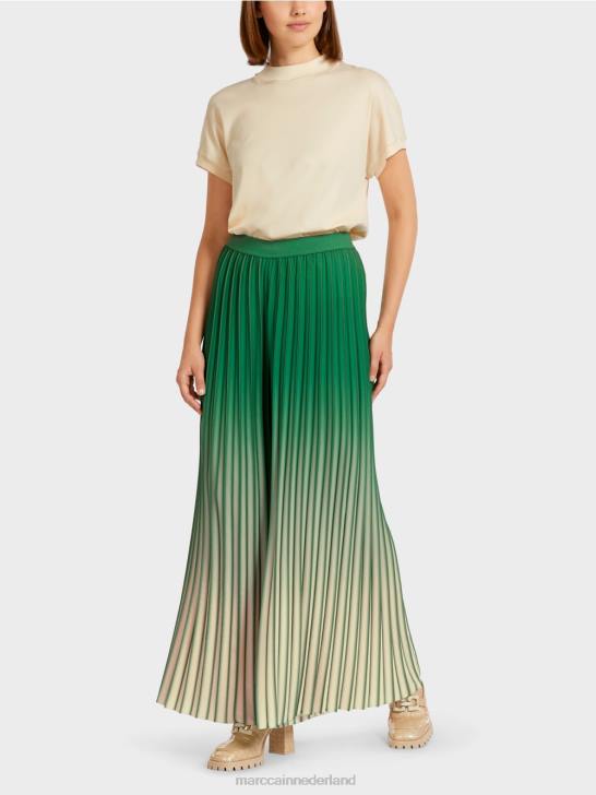 kleding mosgroen 464J719 geplooide broek met levendig kleurverloop Marc Cain