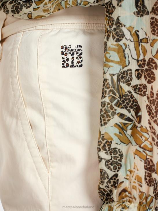 kleding poeder crème 464J694 \"Rethink Together\" broek in paperbag-stijl Marc Cain