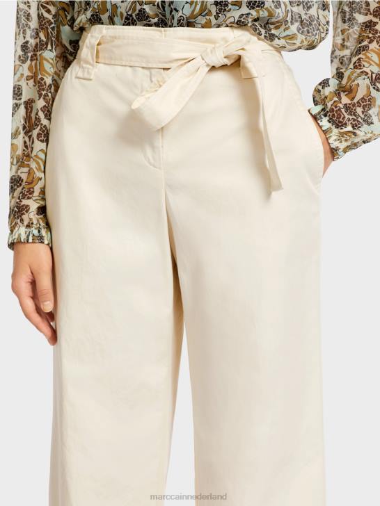 kleding poeder crème 464J694 \"Rethink Together\" broek in paperbag-stijl Marc Cain