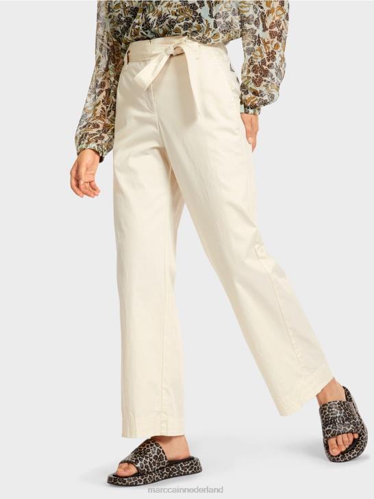 kleding poeder crème 464J694 \"Rethink Together\" broek in paperbag-stijl Marc Cain