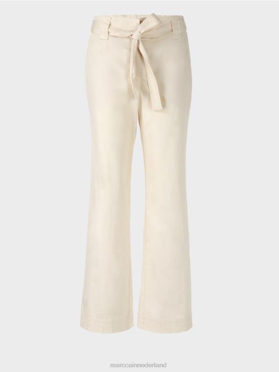 kleding poeder crème 464J694 \"Rethink Together\" broek in paperbag-stijl Marc Cain