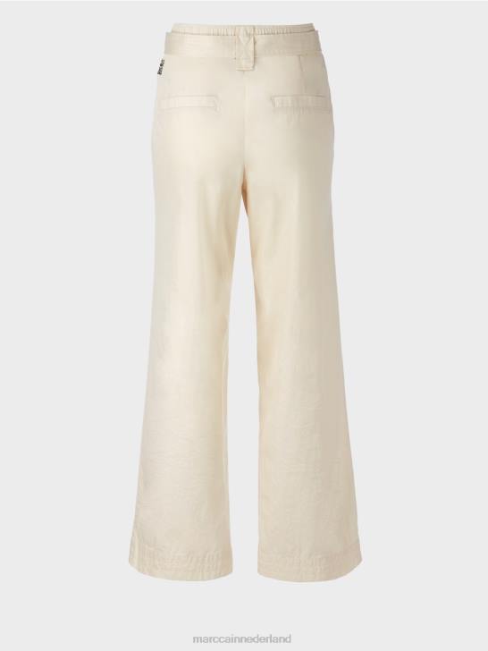 kleding poeder crème 464J694 \"Rethink Together\" broek in paperbag-stijl Marc Cain