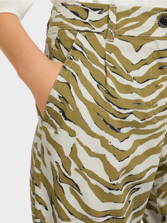 kleding poeder crème 464J696 geplooide broek aan de voorkant met luipaardprint Marc Cain